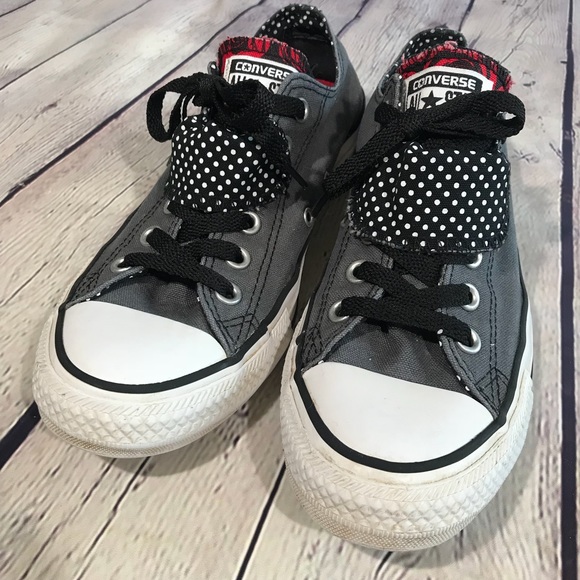 grey and red converse